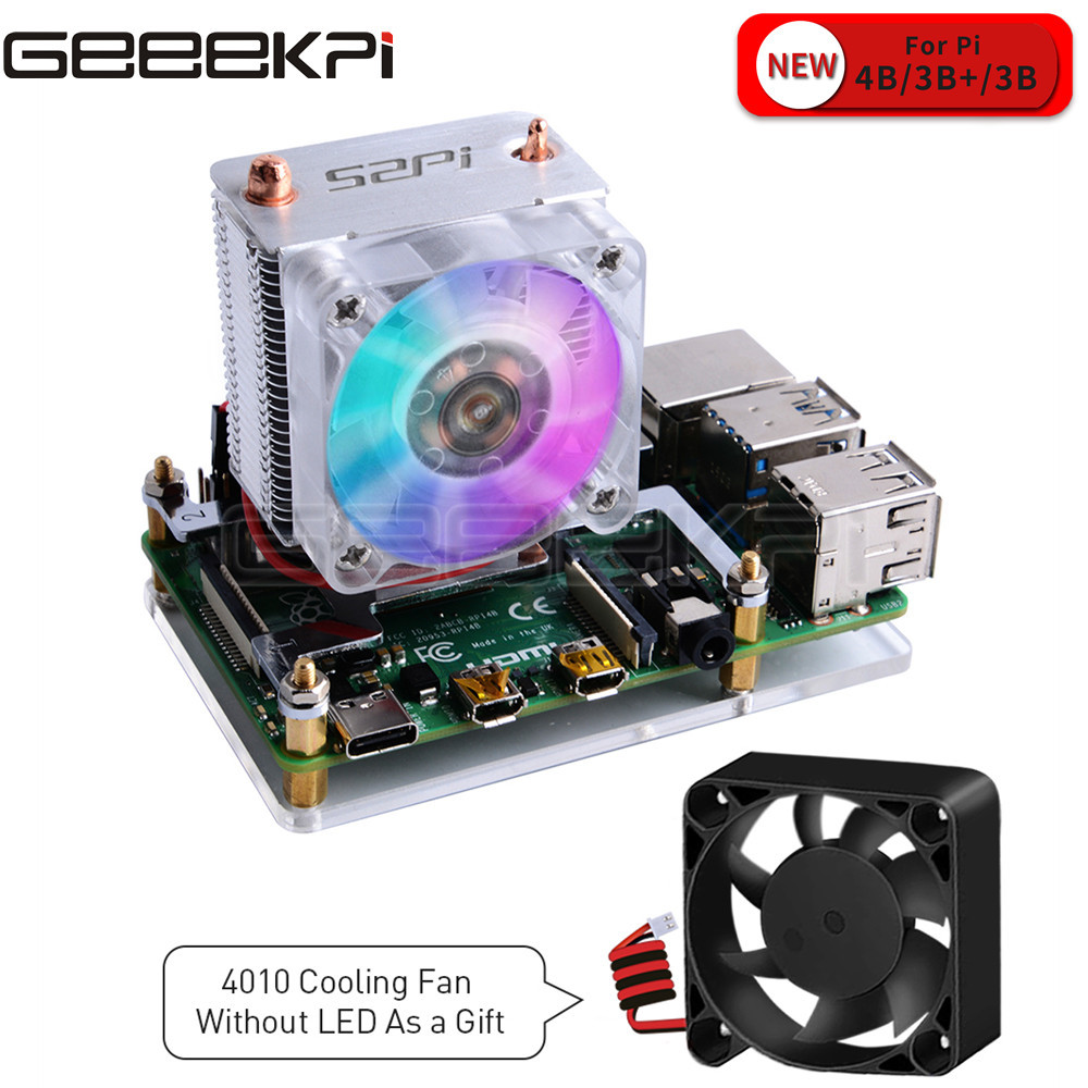 Pi Cooler - Прозрачный черный чехол GeeekPi с охлаждающим