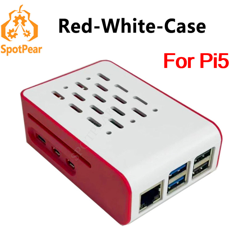 Pi 5 Case - Красно-белый охлаждающий чехол Raspberry Pi 5.