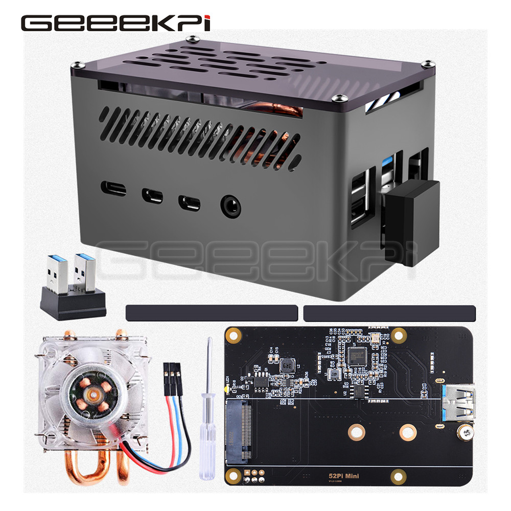 Pi 4 Case - Чехол GeeekPi с алюминиевым кирпичным корпусом,